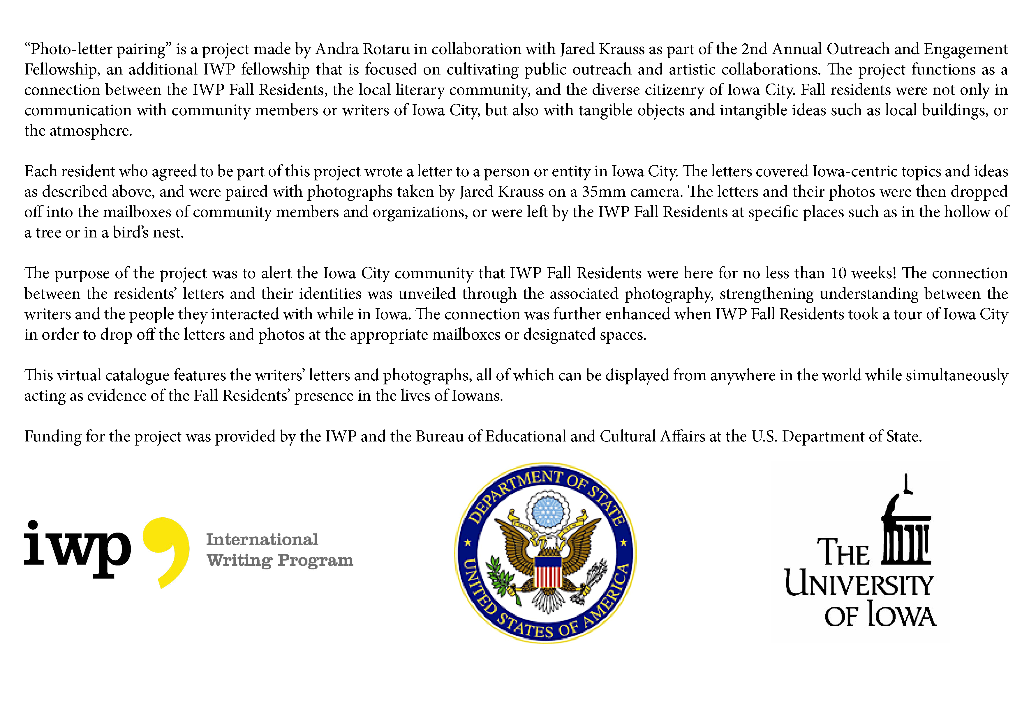 Photo-letter pairing, IWP, 2014 - Page 2014